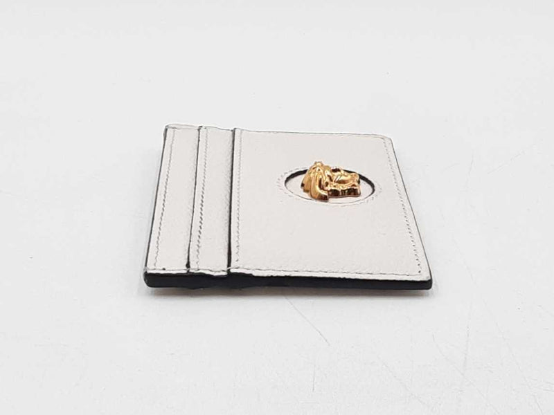 Versace La Medusa Card Holder Wallet In White Leather Fw0925exdu