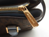 Michael Kors Lynn Brown Signature Blue Saffiano Crossbody Satchel Do0225rxde