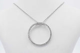 14k White Gold Diamond Circle Pendant Necklace 2.7 Grams 16 Inch Eb0626lorsa