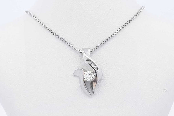 0.23ctw Diamond Pendant Necklace In 14k White Gold 4.8 Grams 18 Inch Eb0425ooxsa