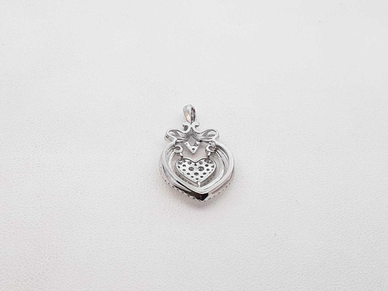 0.87 Cttw Diamond & 18k White Gold Heart Pendant 2 Grams Fw0825lwxdu