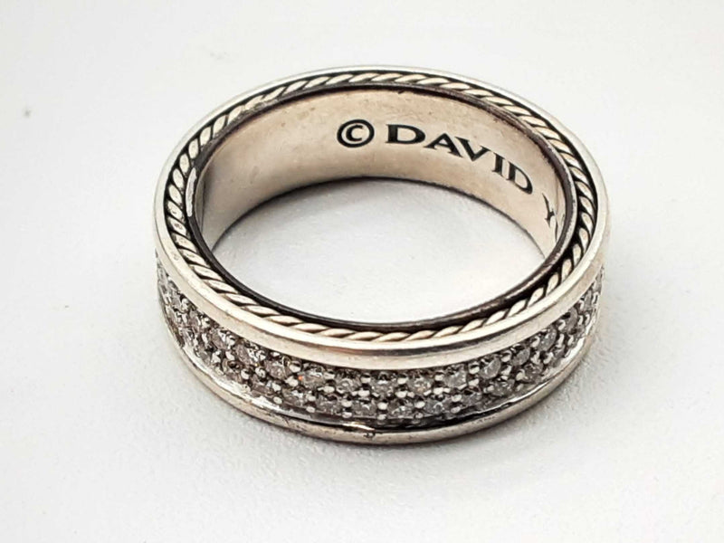 David Yurman Sterling Silver Diamond Band Ring Size 9 Do0424cxzde