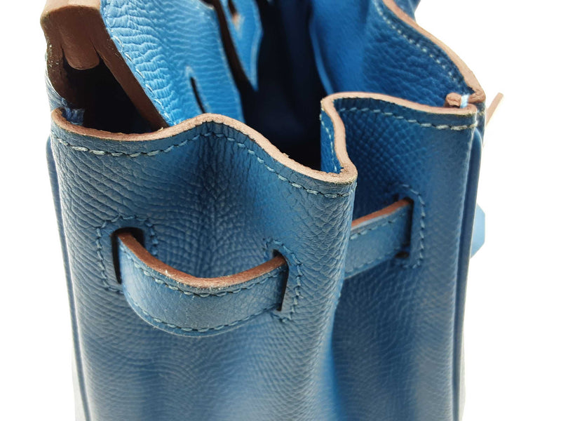 Hermes Birkin 25 Mykonos Blue Epsom Palladium Handbag