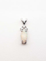 Diamond & Opal Art Deco Style Pendant In 14k White Gold 1.7 Grams Fw0426lxzdu