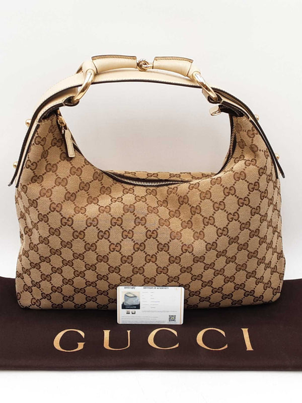 Gucci Horsebit Hobo Bag In Gg Monogram Canvas Fw0625oxzdu