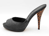 Fendi Peep-toe Mules In Black Python-embossed Leather Size It 38.5 Fw0726rxdu