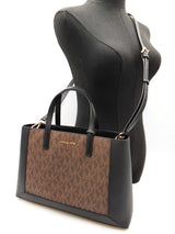 Michael Kors Sallie East West Brown Logo Black Crossbody Tote Bag Do0626rxde