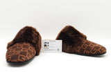 Gucci Lawrence Mules In Gg Monogram Suede & Faux Fur Size 12 Fw0926lxzdu