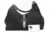 Gucci Jackie Bardot Black Gg Canvas Shoulder Bag Eb0726oxzde