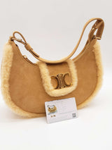 Celine Suede & Shearling Ava Triomphe Shoulder Bag Eb0326lxxzde