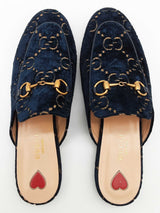 Gucci 475094 Princetown Gg Blue Velvet Mule Slides Size Eu 37 Do0925oxzde
