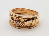 0.05 Carat Diamond 14k Yellow Gold 4.9g Claddagh Ring Size 6.75 Do0326wlrde