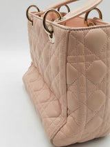 Christian Dior Lady Dior Pink Lambskin Cannage Top Handle Bag Eb0126exzdu