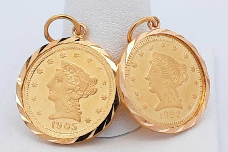 Gold Liberty Coin Earrings In 22k Yellow Gold Settings 9.81 Grams Eb1024rxzsa