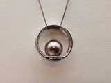 Purple Black Pearl 14k White Gold 3.5g Circle Pendant Chain 18 In Do0326oxzde