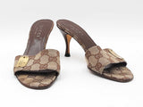 Gucci Gg Supreme Canvas & Vegan Leather Peep-toe Mules Size 6 Fw1026rxdu