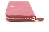 Prada Dark Pink Saffiano Leather Zip Around Wallet Eb1124crsa