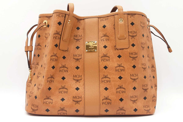 Mcm Visetos Cognac Large Liz Reversible Shopper Tote Sd0326orzdu