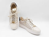 Michael Kors Poppy Sneakers In Vanilla Logo Coated Canvas Size 9.5 Fw0226wrdu
