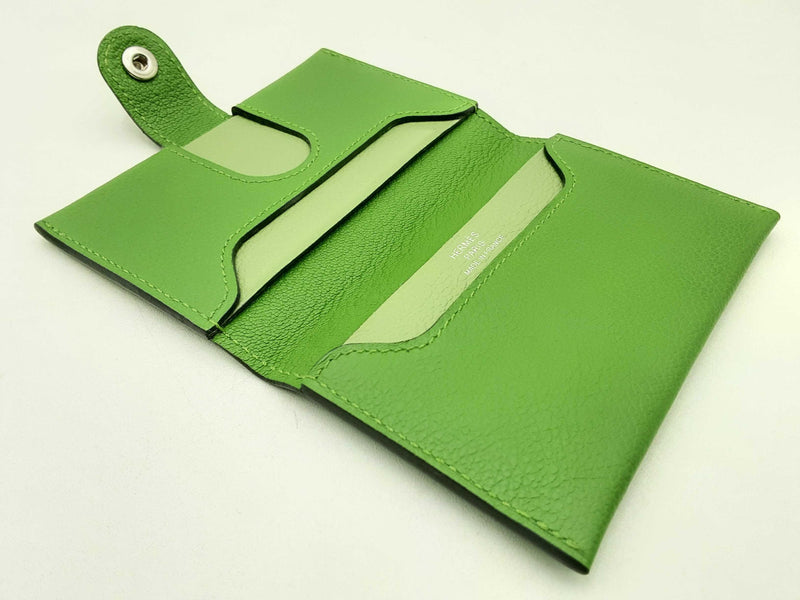 Hermès R.m.s. Card Holder In Green Evercolor Calfskin Fw0125oxzsa