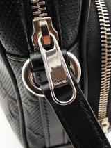 Gucci Tennis Mini Double Zip Messenger Bag In Embossed Black Leather Fw1125wrzdu