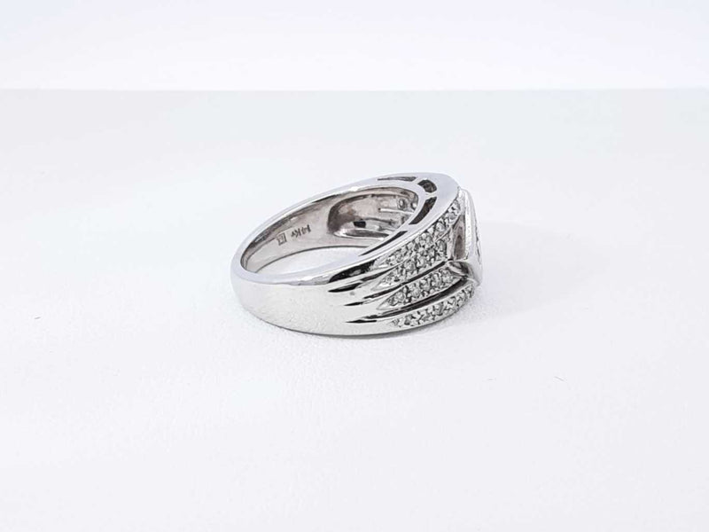 0.27 Cttw Diamond & 14k White Gold Rhombus Ring 5.6 Grams Size 4.5 Fw0925olxdu