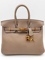 Hermes Birkin 25cm Gris Asphalte Gray Swift Gold Hardware Handbag Dolirxzde