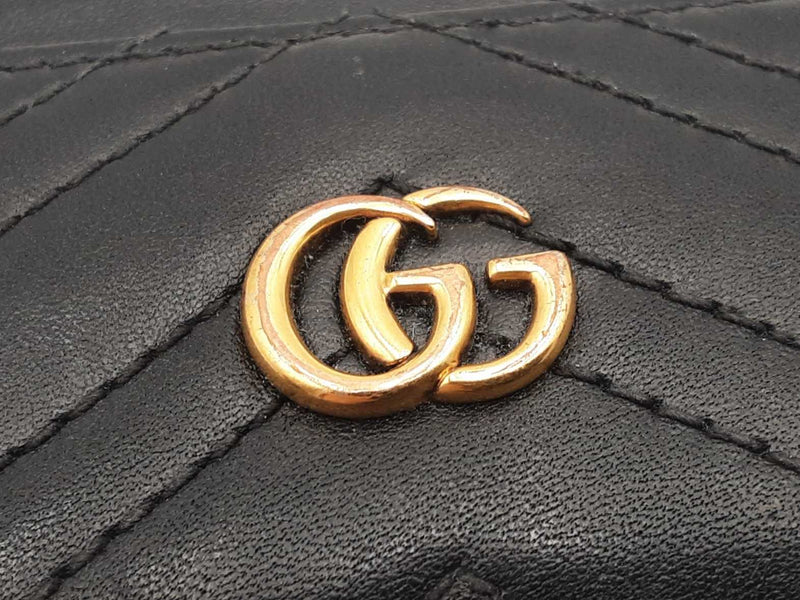 Gucci Marmont Black Leather Card Case Sd0925lzxsa