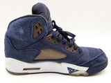 Air Jordan Fd6812-400 Retro 5 Midnight Navy Suede Canvas Shoes Size 8 Do1024wxde