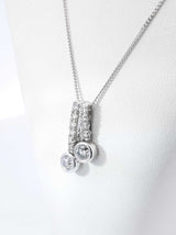1.24 Cttw Double Vertical Drop Pendant Necklace In 14k White Gold 4.7 Grams 20 Inch Fw0626sirdu
