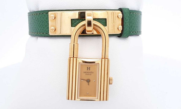 Hermes Kelly- Cadenas Watch With Green Leather Band Ebpxzdu 144030007238