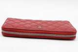 Chanel Quilted Red Lambskin Zip Around Wallet Eb1125orxdu