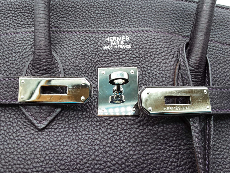 Hermes Birkin 35 Raisin Purple Clemence Palladium Hardware Handbag Do0825exzxde
