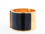 Hermès Extra Wide Clic H Gold-tone & Black Enamel Bangle Bracelet  7 Inch Fw0626lxzdu