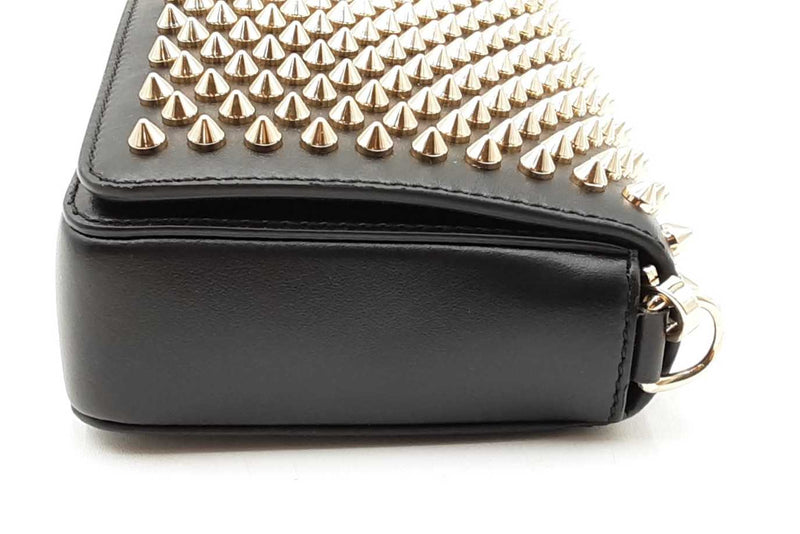 Christian Louboutin Black Leather Spiked Zoompouch Crossbody Eb1125wordu