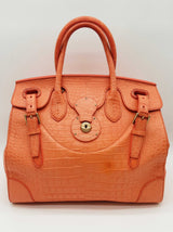 Ralph Lauren Soft Ricky Orange Alligator Leather Handbag Do0526oxzxde