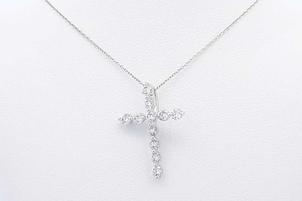 0.55ctw Lab Grown Diamond Cross 14k White Gold Necklace 1.4g 18 Inch Eb1124lesdu