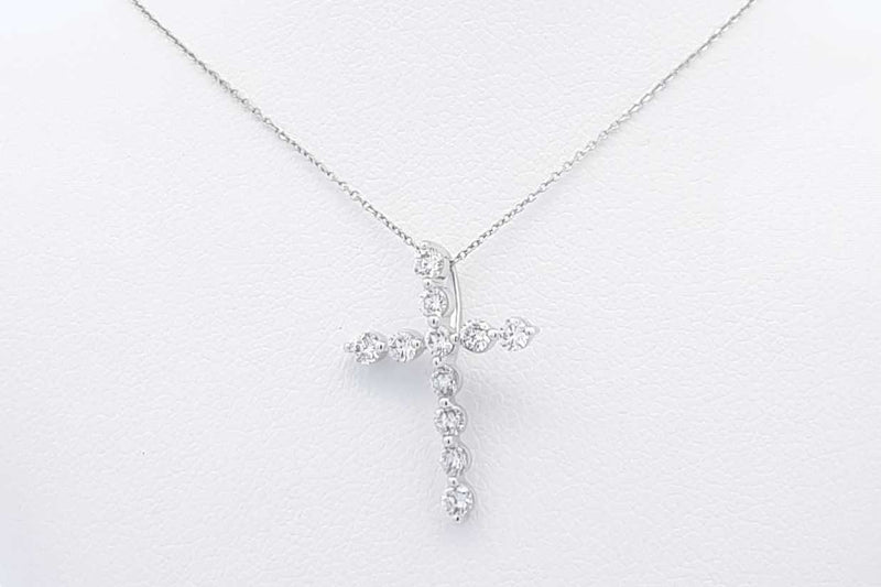 0.55ctw Lab Grown Diamond Cross 14k White Gold Necklace 1.4g 18 Inch Eb1124lesdu