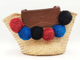 Christian Louboutin Loubishore Pompom Woven Straw Tote Bag Sd1225ozxsa