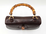 Gucci Bamboo 1947 Top Handle Bag In Dark Brown Lizard Skin Leather Fw0526prxdu
