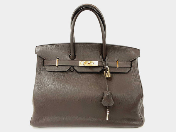 Hermes Birkin 35 Chocolate Brown Clemence Gold Handbag Dosrzxde 144020002353