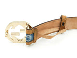 Gucci Interlocking G Belt Buckle With Denim & Leather Belt Size 85|34 Fw0825ezdu