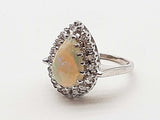 Sythentic White Opal 14k White Gold 4.8g Ring Size 5.5 Do0826prxde