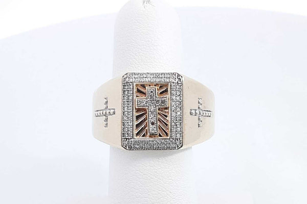 Diamond Cross Ring In 10k Yellow Gold 5.53 Grams Size 13.5 Eb1124lcrsa