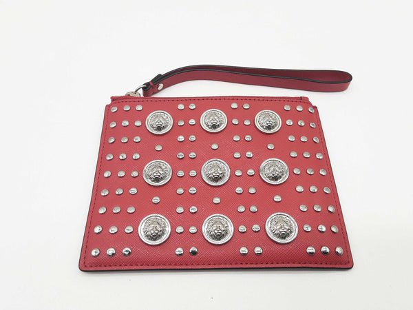 Versace Versus Lion Studded Red Leather Clutch Bag Do0624lxzde