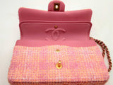 Chanel Classic Medium Tweed Pink Handbag Aa0625rrxzsa