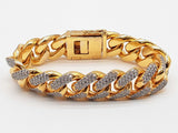 21.50 Cttw Diamonds 14k Yellow Gold 264.0g Solid Cuban Bracelet Do0625lwrxzde