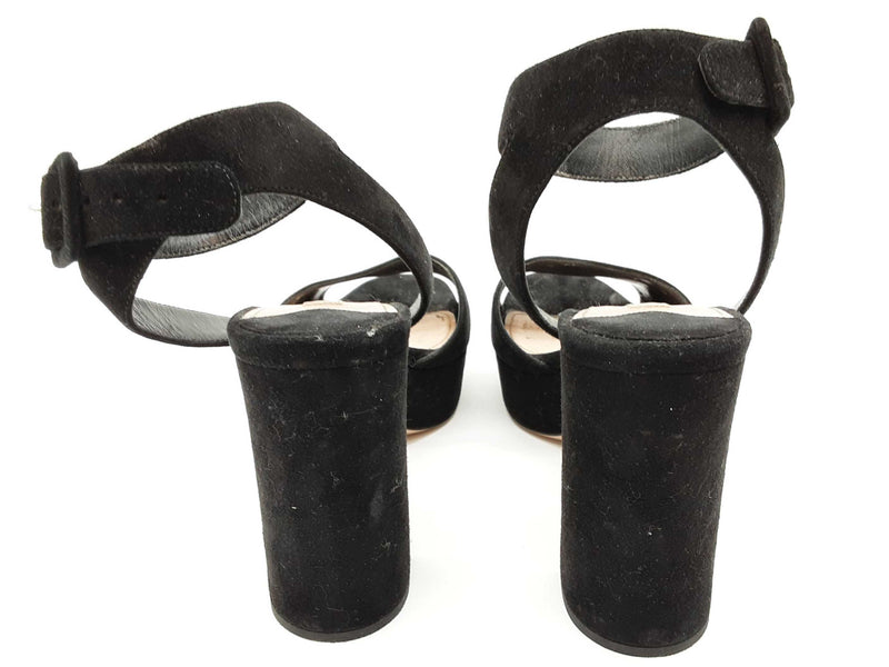 Miu Miu Black Suede Ankle Strap Platform Heels Size It 39 Do0625rxde