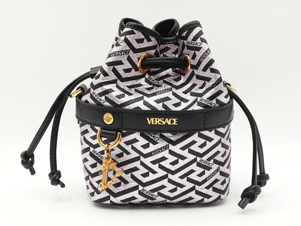 Versace La Greca Signature Glitter Print Bucket Bag Fw0825wzxdu