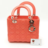 Christian Dior Lambskin Cannage Lady Dior Coral Hand Bag Sd0725lozxdu